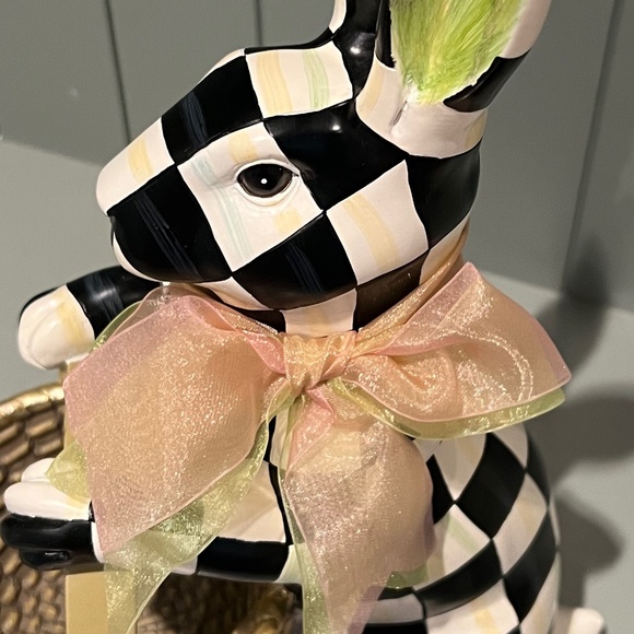 Mackenzie-Childs Courtly Check Basket Bunny -Easter-NEW CONDITION - Picture 6 of 10